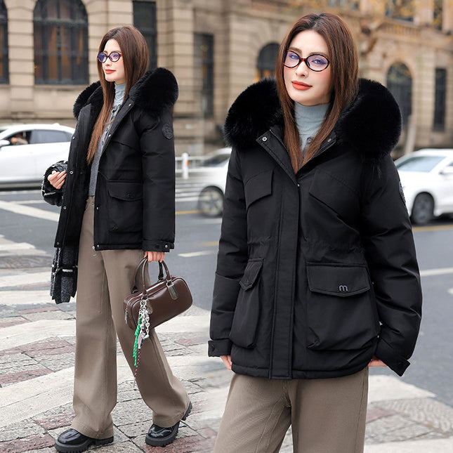 demure Women's Thickened Fleece-lined Quilted Cotton  coat