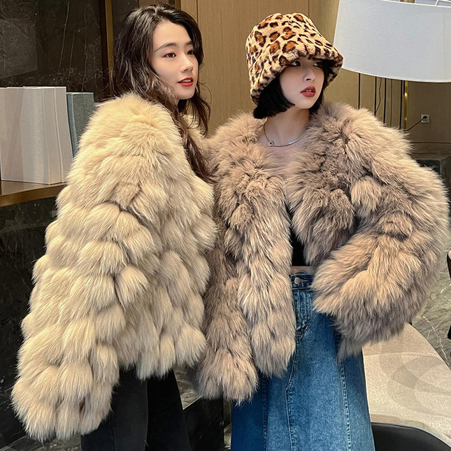 demure Winter Faux Fox Fur Coat For Women