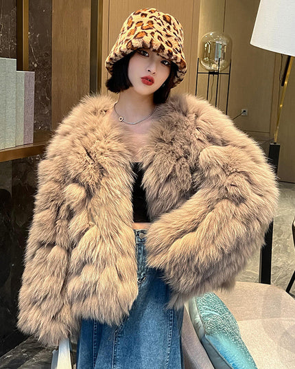 demure Winter Faux Fox Fur Coat For Women