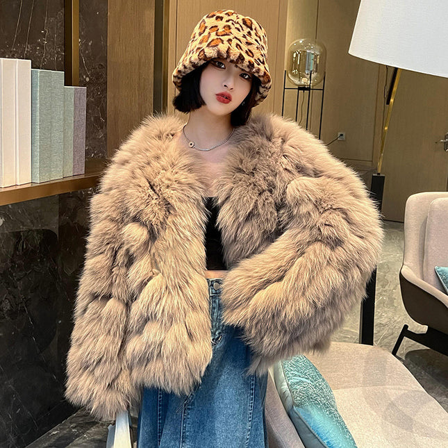 demure Winter Faux Fox Fur Coat For Women