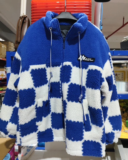 demure Plaid Lamb Wool Coat For Men And Women In Winter