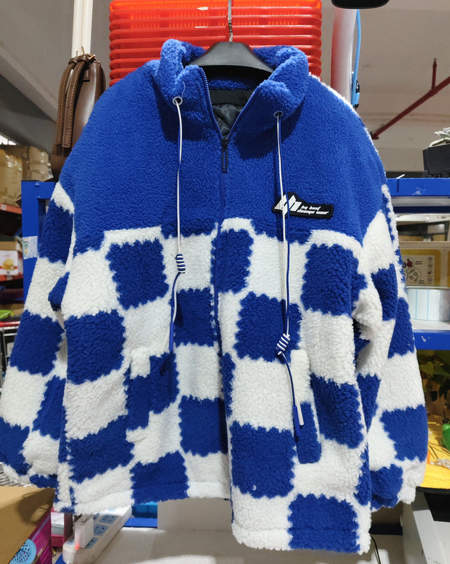 demure Plaid Lamb Wool Coat For Men And Women In Winter