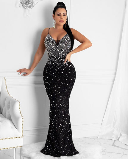 Jadore demure NewHot Drill Stud Strap Dress