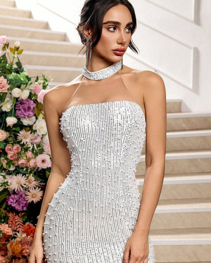 Jadore demure Fashion Solid Color Sexy Hollow-out Lace Evening Dress