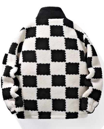 demure Plaid Lamb Wool Coat For Men And Women In Winter