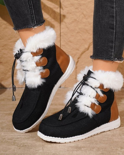 Demure savage  Snow Boots Winter Warm Plush Flat Cotton Shoes Versatile