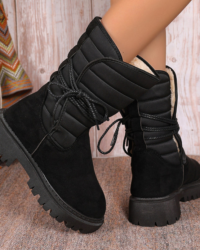 Demure savage New Chunky Heel Mid-tube Snow Boots Winter