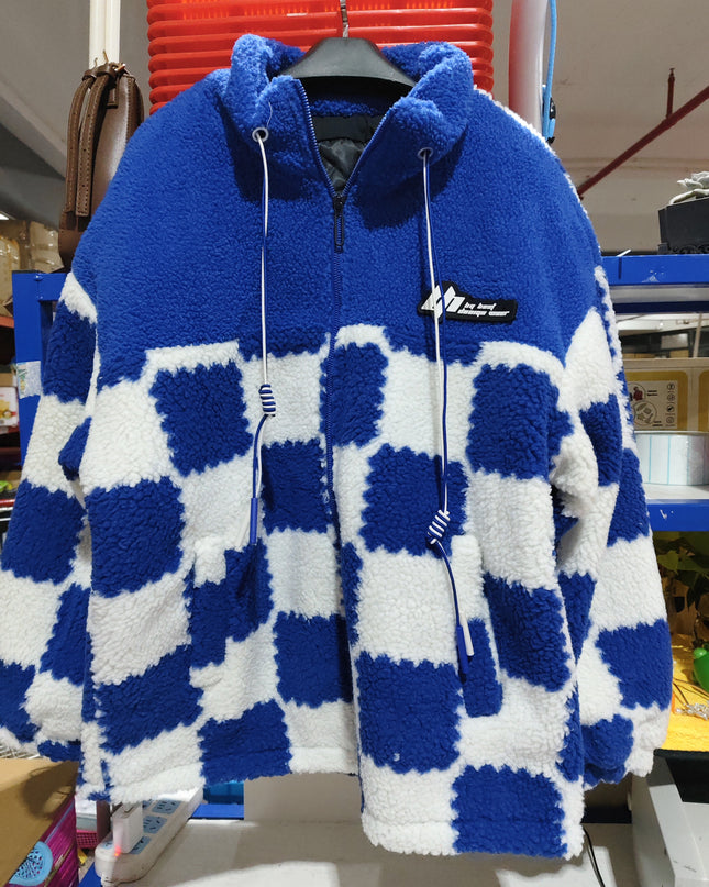 demure Plaid Lamb Wool Coat For Men And Women In Winter