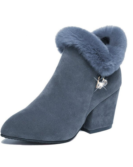 Demure savage Fashion rabbit fur high heels