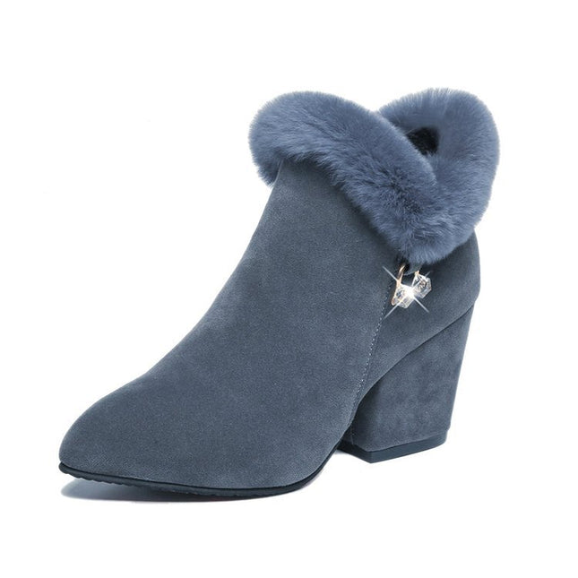 Demure savage Fashion rabbit fur high heels