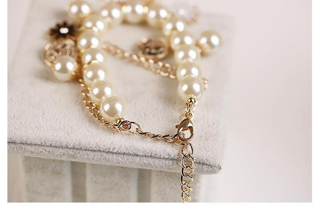 demure belldoir Pearl Flower Bracelet Jewelry