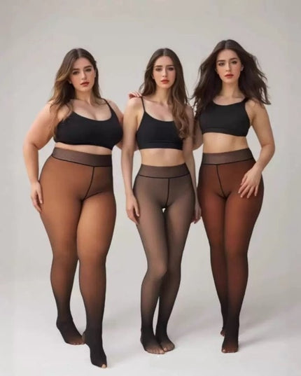 Demure See-through Leggings Fleece-lined Warm Women's Outer Wear Pantyhose