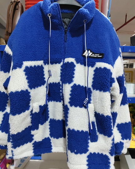 demure Plaid Lamb Wool Coat For Men And Women In Winter