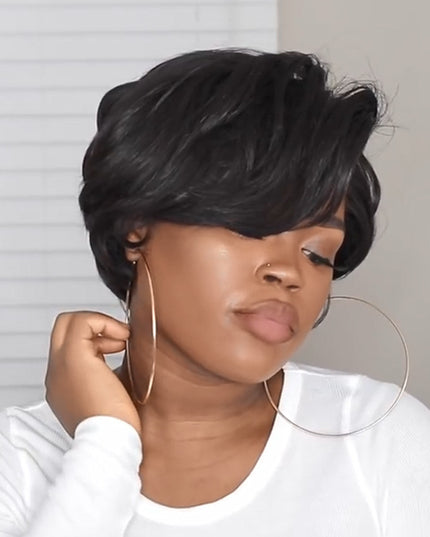 Fashionly Demure Black bob  short hair