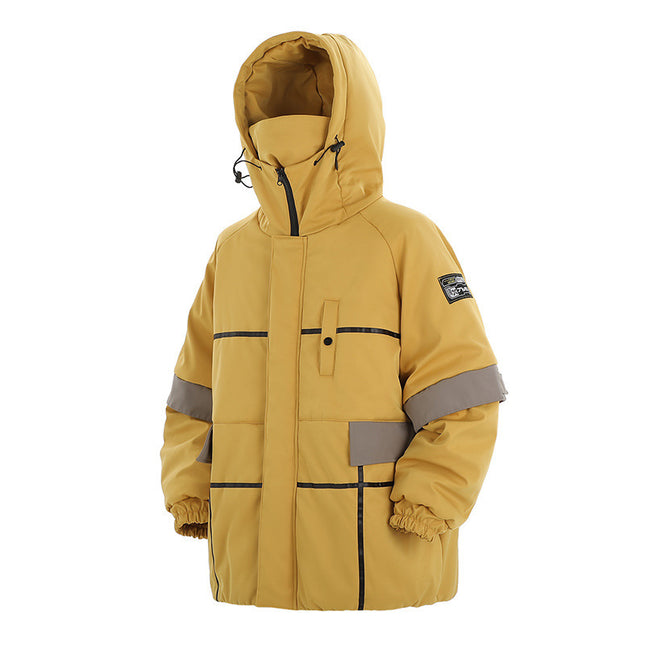 demure Winter New Hooded Stitching Shell  Cotton-padded Coat For Men
