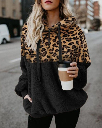 demure Leopard Print Hooded Sweater Women Clothes