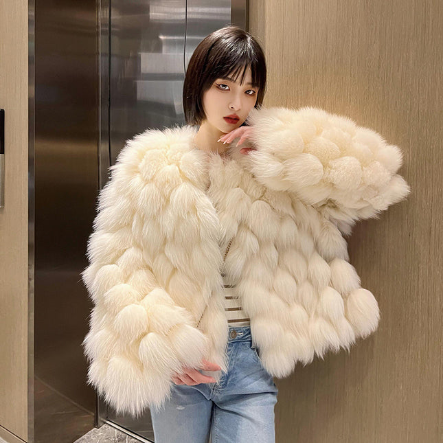 demure Winter Faux Fox Fur Coat For Women
