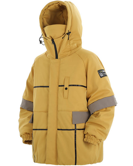 demure Winter New Hooded Stitching Shell  Cotton-padded Coat For Men