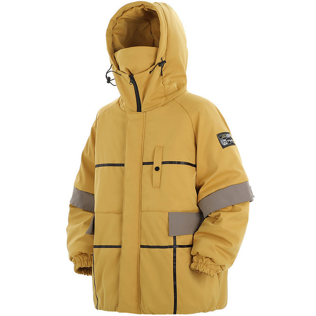 demure Winter New Hooded Stitching Shell  Cotton-padded Coat For Men