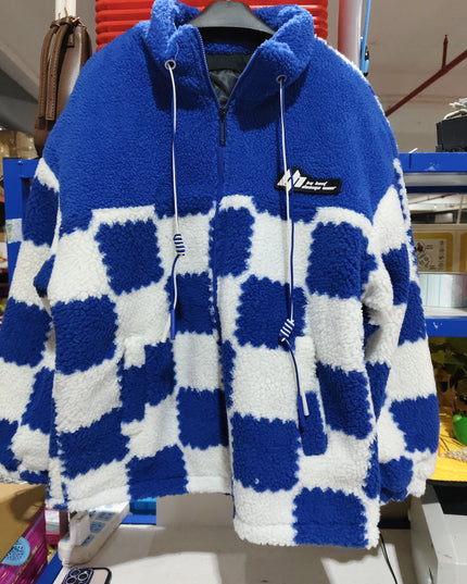 demure Plaid Lamb Wool Coat For Men And Women In Winter