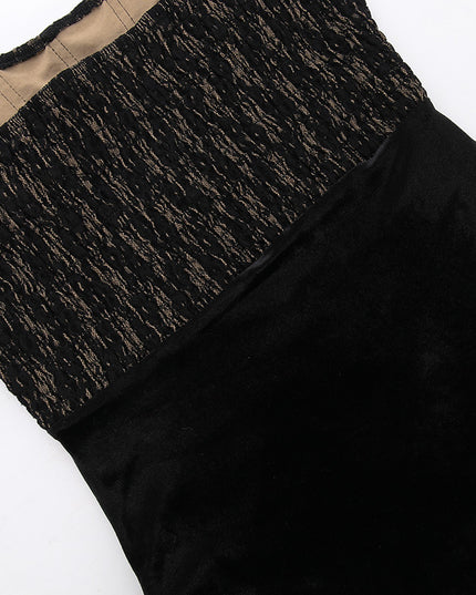 Jadore demure Sexy Lace Velvet Patchwork Dress