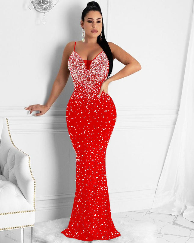 Jadore demure NewHot Drill Stud Strap Dress