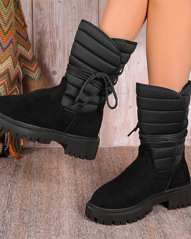 Demure savage New Chunky Heel Mid-tube Snow Boots Winter