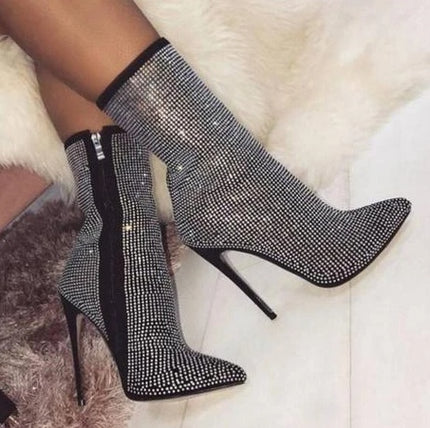 Demure savage Women Pointed Toe Heeled Boots