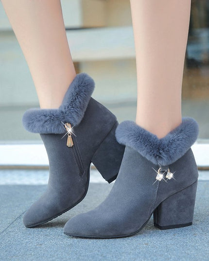 Demure savage Fashion rabbit fur high heels