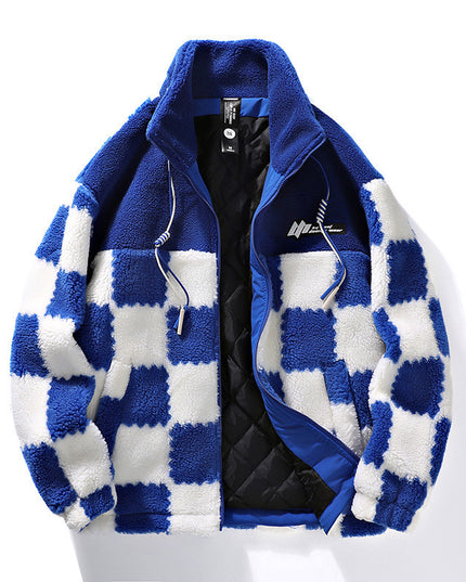 demure Plaid Lamb Wool Coat For Men And Women In Winter