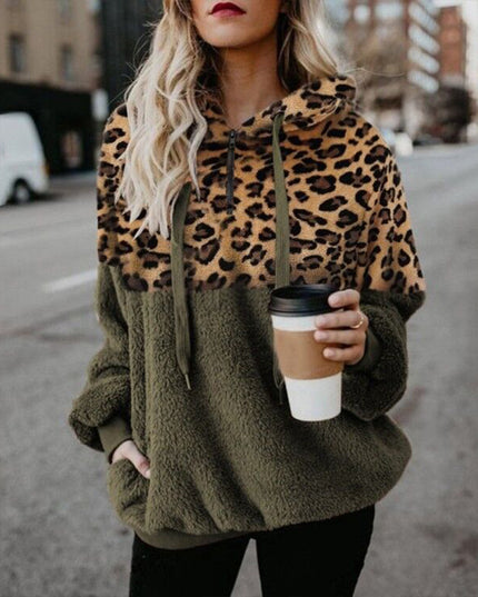 demure Leopard Print Hooded Sweater Women Clothes