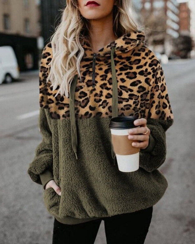demure Leopard Print Hooded Sweater Women Clothes