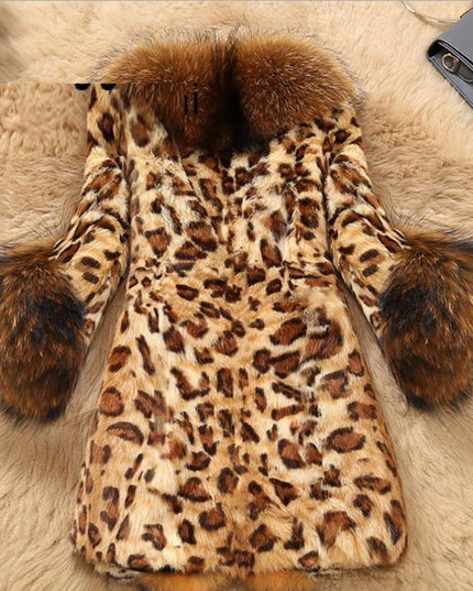 demure Mid Length Leopard Print Coat In Autumn And Winter For Women