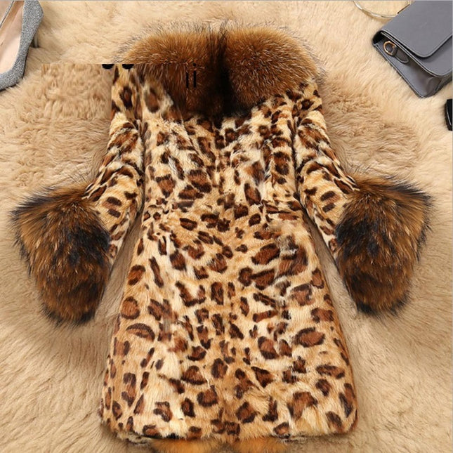 demure Mid Length Leopard Print Coat In Autumn And Winter For Women