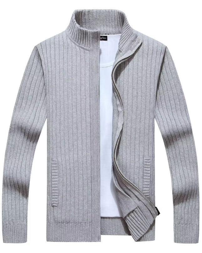 demure Zipper Outerwear Sweater  For Men Fleece-lined