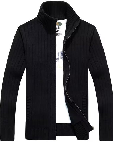 demure Zipper Outerwear Sweater  For Men Fleece-lined