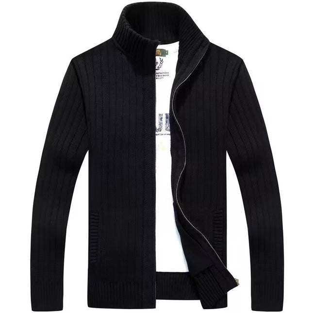 demure Zipper Outerwear Sweater  For Men Fleece-lined