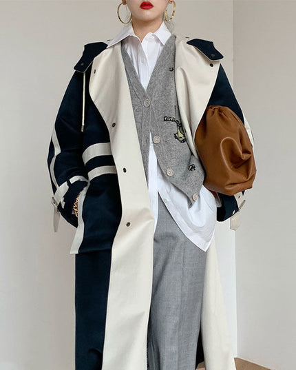 demure Color Matching Loose And Thin Silhouette Short Windbreakercoat