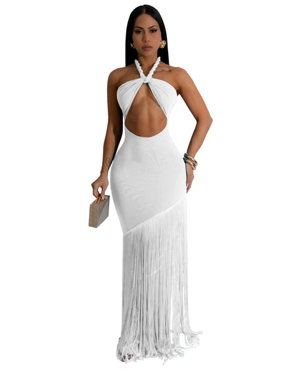 Jadore demure Summer Tassel Stitching Tube Top Dress