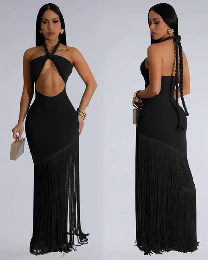 Jadore demure Summer Tassel Stitching Tube Top Dress