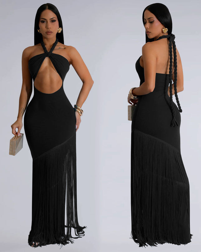 Jadore demure Summer Tassel Stitching Tube Top Dress