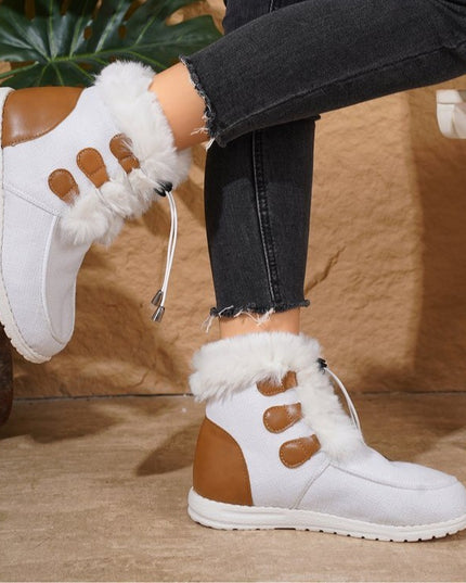 Demure savage  Snow Boots Winter Warm Plush Flat Cotton Shoes Versatile