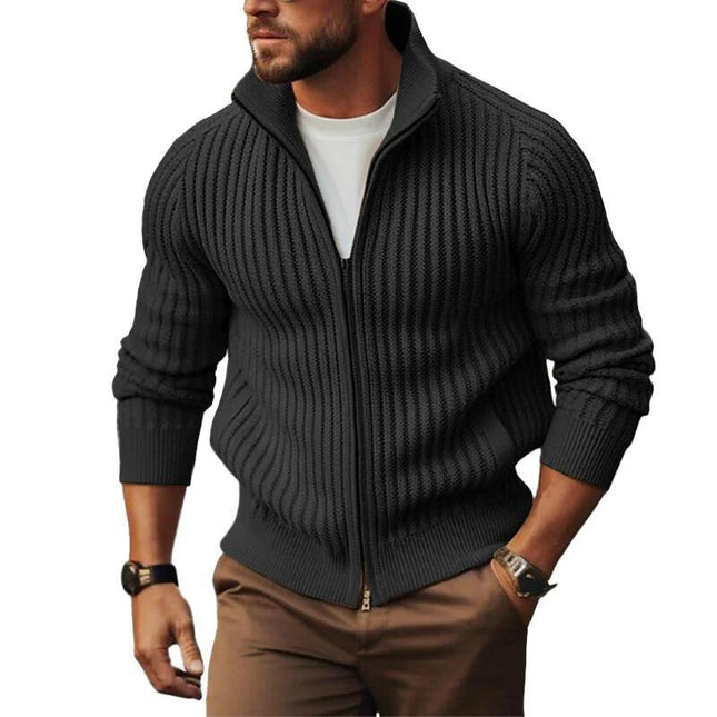 demure Zipper Outerwear Sweater  For Men Fleece-lined