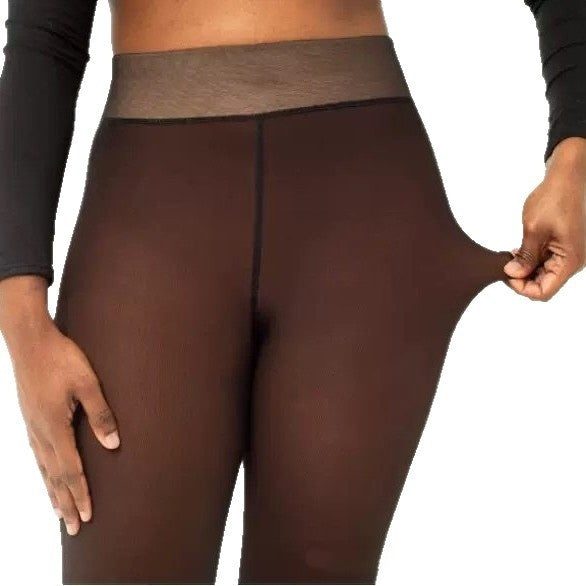 Demure See-through Leggings Fleece-lined Warm Women's Outer Wear Pantyhose