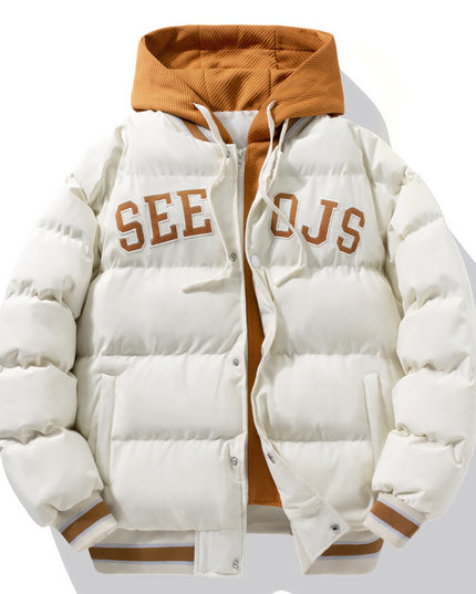 demure Fashion Letter Hooded Cotton Coat