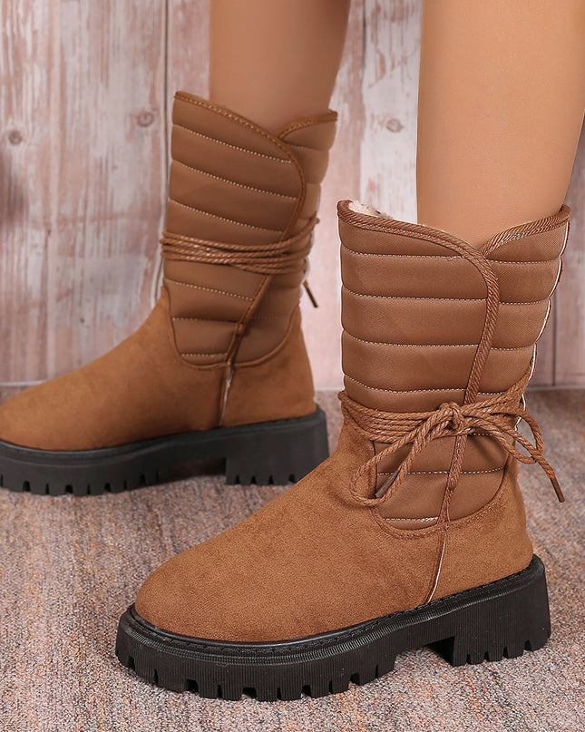 Demure savage New Chunky Heel Mid-tube Snow Boots Winter