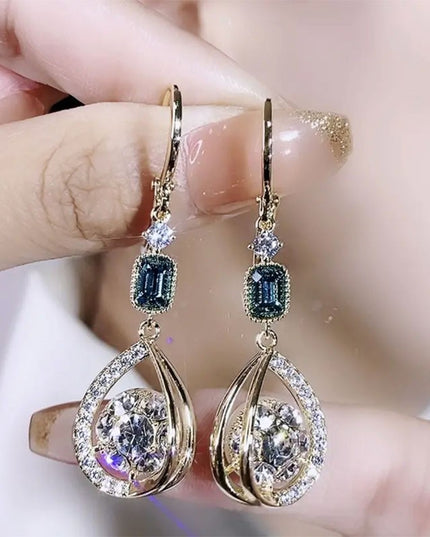 Demure belldoir Exquisite Light Luxury High-grade Diamond-embedded Water Drop Earrings