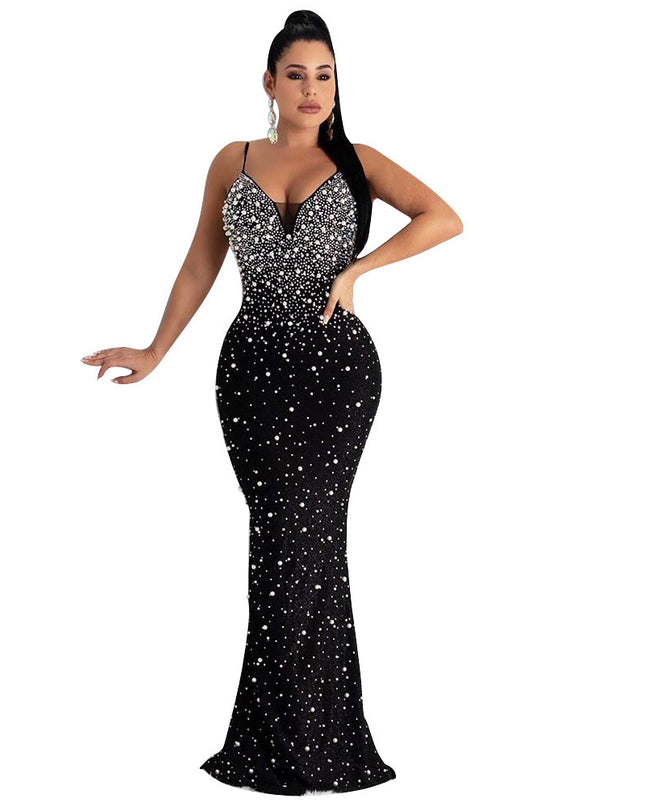 Jadore demure NewHot Drill Stud Strap Dress