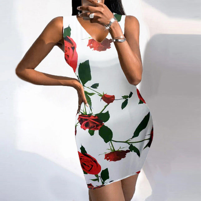 Jadore demure Slim Rose Print Dress