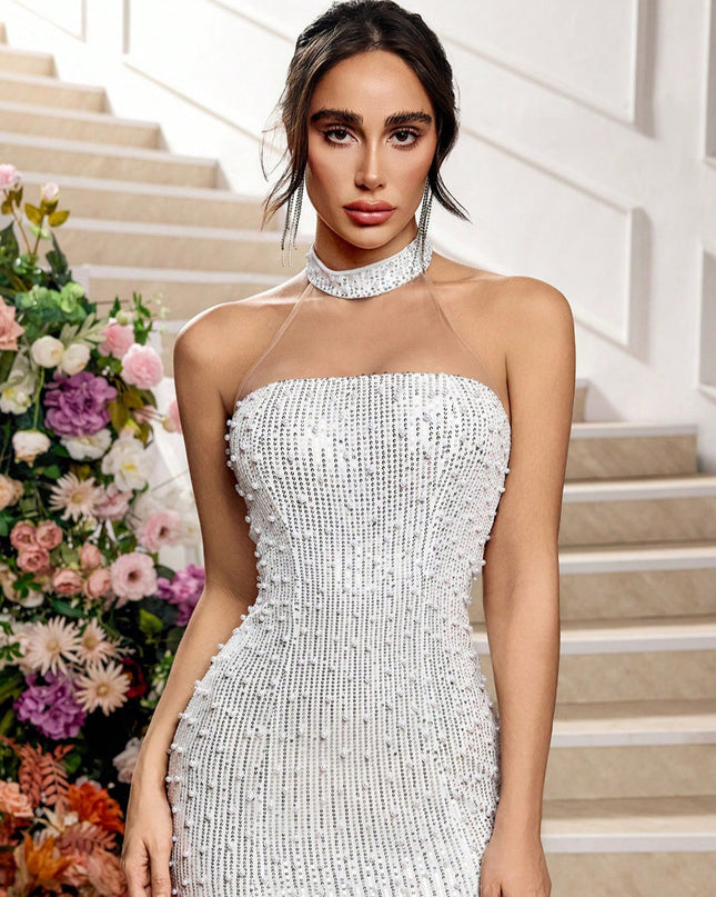 Jadore demure Fashion Solid Color Sexy Hollow-out Lace Evening Dress